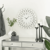 DecMode 2" Silver Glass Starburst Mirrored Wall Clock - DecMode