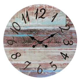 Stonebriar 23" Brown Analog Round Farmhouse Battery Operated Wall Clock - STONEBRIAR