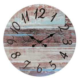 Stonebriar 23" Brown Analog Round Farmhouse Battery Operated Wall Clock - STONEBRIAR