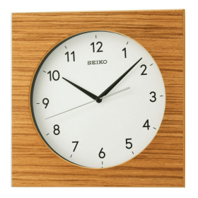 Seiko 12" Square Wooden Brown Dylan Wall Clock, Analog, Quartz QXA766BLH - Seiko