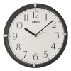 Seiko 12" Kuota Round Quartz Traditional Wall Clock Black Frame Analog QHA007JLH - Seiko