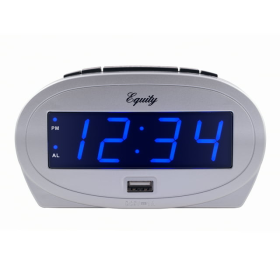 Equity 0.9 inch Blue LED Alarm Clock with USB Port, 30025 - Equity by La Crosse