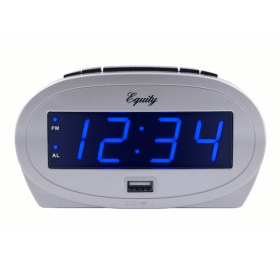 Equity 0.9 inch Blue LED Alarm Clock with USB Port, 30025 - Equity by La Crosse