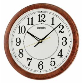 Seiko 13 inch Luminous Round Wall Clock, Brown & White, QXA788BLH, Quartz Analog - Seiko