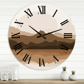 Designart 'Minimalist Terracotta Landscape' Modern Wall Clock - Designart