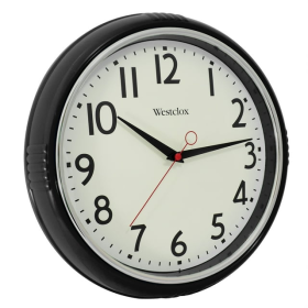 Westclox 12' Black Retro Analog Quartz Accurate Wall Clock with Easy-to-Read Dial. - Westclox