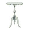 Traditional Style Aluminum Accent Table With Pedestal Base, Silver - as Pic