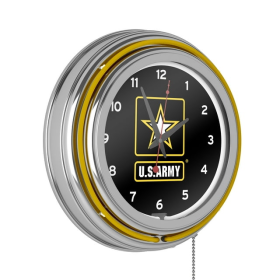 U.S. Army Chrome Double Ring Neon Clock - NCAA