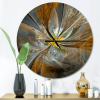 Designart 'Symmetrical Yellow Fractal Flower' Metal Wall Clock - Designart