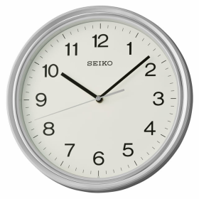 Seiko 11" Oita Wall Clock, Metallic Silver Traditional Round Quartz Analog QHA008SLH - Seiko