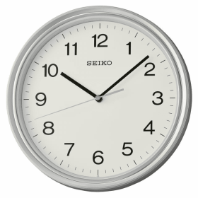 Seiko 11" Oita Wall Clock, Metallic Silver Traditional Round Quartz Analog QHA008SLH - Seiko