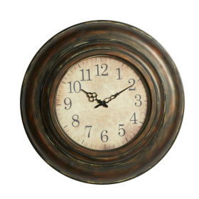 DecMode 24" Brown Metal Wall Clock with Fluted Frame - DecMode
