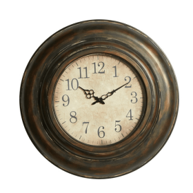 DecMode 24" Brown Metal Wall Clock with Fluted Frame - DecMode