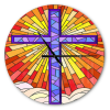 Designart 'Holy Cross Stained Glass Style ' Rustic wall clock - Designart