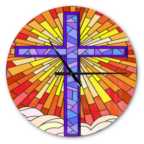 Designart 'Holy Cross Stained Glass Style ' Rustic wall clock - Designart