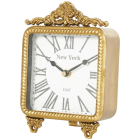 DecMode 8" Gold Metal Scroll Antique Style Clock - DecMode