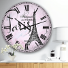 Designart 'Illustration with Paris Eiffel Tower' French Country wall clock - Designart