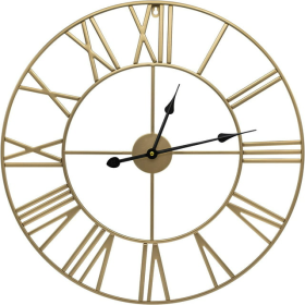 Sorbus Analog Wall Clock - Roman Numeral Style, Battery Operated Decorative Clock - Kitchen, Living Room, Bathroom Decor - 24 Inches (Gold) - Sorbus