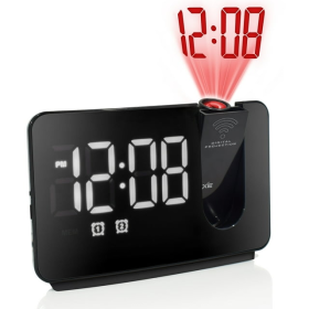 Westclox Black Electric Projection Alarm Clock with 1.4" White LED Large Digital Time Display - Westclox