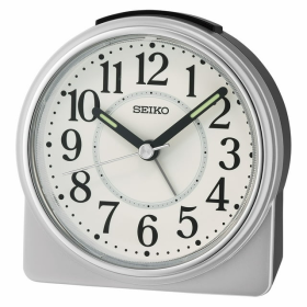 Seiko 4 inch Marui Beep Alarm Silver Analog Traditional Quartz Desk Clock QHE198SLH - Seiko