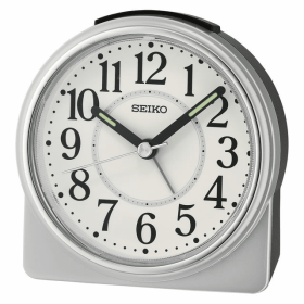 Seiko 4 inch Marui Beep Alarm Silver Analog Traditional Quartz Desk Clock QHE198SLH - Seiko