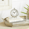 DecMode 6" Silver Stainless Steel Clock with Ring Top - DecMode