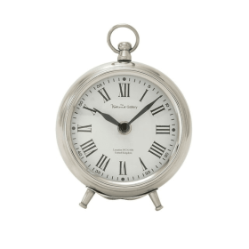 DecMode 6" Silver Stainless Steel Clock with Ring Top - DecMode