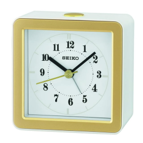 Seiko Gatsby Bedside Alarm Clock, White, Quartz, Analog, QHE082WLH - Seiko