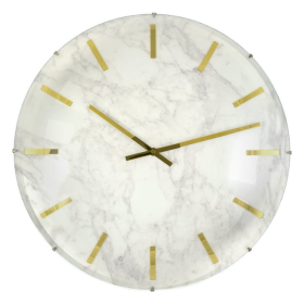 Westclox Analog QA Large White Marble and Gold Dial Wall Clock with Large Numerals. - Westclox