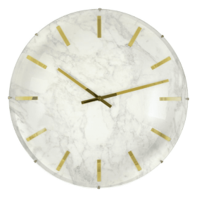 Westclox Analog QA Large White Marble and Gold Dial Wall Clock with Large Numerals. - Westclox