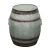 Drum Shape Metal Wine Storage Table with Removable Lid, Rustic Brown and Gray - as Pic