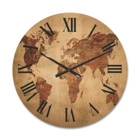 Designart 'Ancient World Map VII' Vintage Wood Wall Clock - Designart