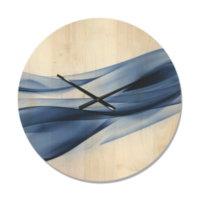 Designart 'Glittering Fractal Light Blue' Modern Wood Wall Clock - Designart