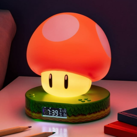 Paladone Super Mario Bros Mushroom Digital Alarm Clock with Power Up Sound Nintendo Room D√©cor and Merchandise - Paladone