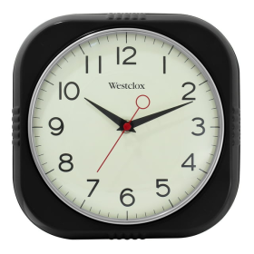 Westclox 1950's Retro Analog QA Wall Clock, 9.5 inches, Black Model 32042BK - Westclox