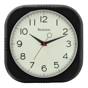 Westclox 1950's Retro Analog QA Wall Clock, 9.5 inches, Black Model 32042BK - Westclox