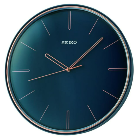 Seiko 11" Navy Lenox Round Wall Clock Rose Gold Accents, Quartz, Analog QXA739LLH - Seiko