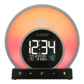 La Crosse Technology Soluna Black Digital Light Wake Up Alarm Clock with USB, C79141 - La Crosse Technology