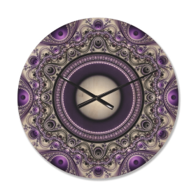 Designart 'Fractal Pattern Purple with Circles ' Modern Wood Wall Clock - Designart