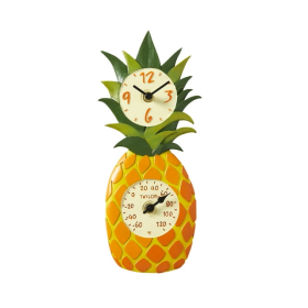 Taylor Precision Products 12-inch Pineapple Clock with Thermometer - Taylor