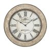DecMode 24" Cream Wood Distressed Wall Clock - DecMode