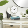 DecMode 12" Silver Stainless Steel Clock with Marble Base - DecMode
