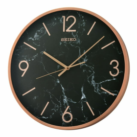 Seiko Stylish, Round, Noir Marble-Look Quartz Wall Clock, Round, Black, QXA760PLH - Seiko