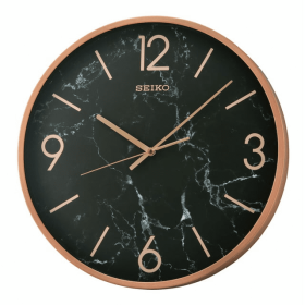 Seiko Stylish, Round, Noir Marble-Look Quartz Wall Clock, Round, Black, QXA760PLH - Seiko