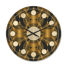 Designart 'Art Deco Style Retro Pattern' Mid-Century Modern Wood Wall Clock - Designart