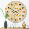 Designart 'Pastel Circular Retro Pattern III' Mid-Century Modern Wood Wall Clock - Designart