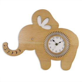 Sterling & Noble Indoor Light Wood Elephant Shaped Analog Wall Clock - Sterling & Noble