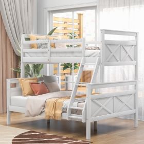 Twin over Full Bunk Bed with ladder, Safety Guardrail, Perfect for Bedroom, White(Old SKU: SM000118AAK-1) - as Pic