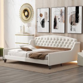 Modern Luxury Tufted Button Daybed, Full, Beige(Old SKU: SM001009AAE) - as Pic
