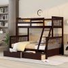 Twin-Over-Full Bunk Bed with Ladders and Two Storage Drawers(Espresso)( old sku:LT000165AAP) - as Pic
